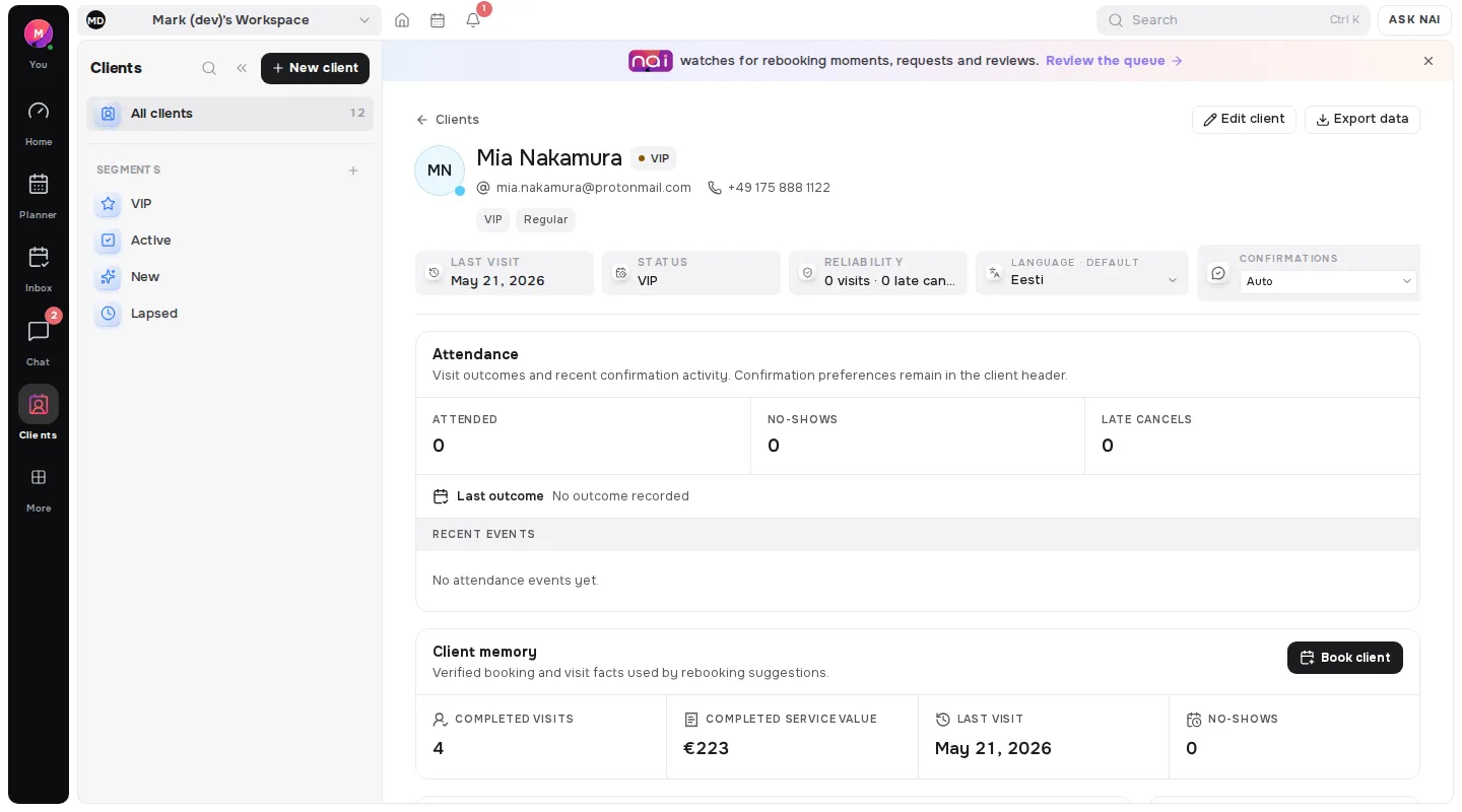 Cover for The client who comes back: how rebooking actually works